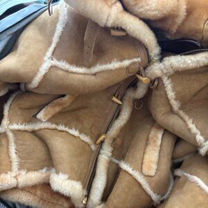 Genuine heepskin Jacket with Fox collar  Hood